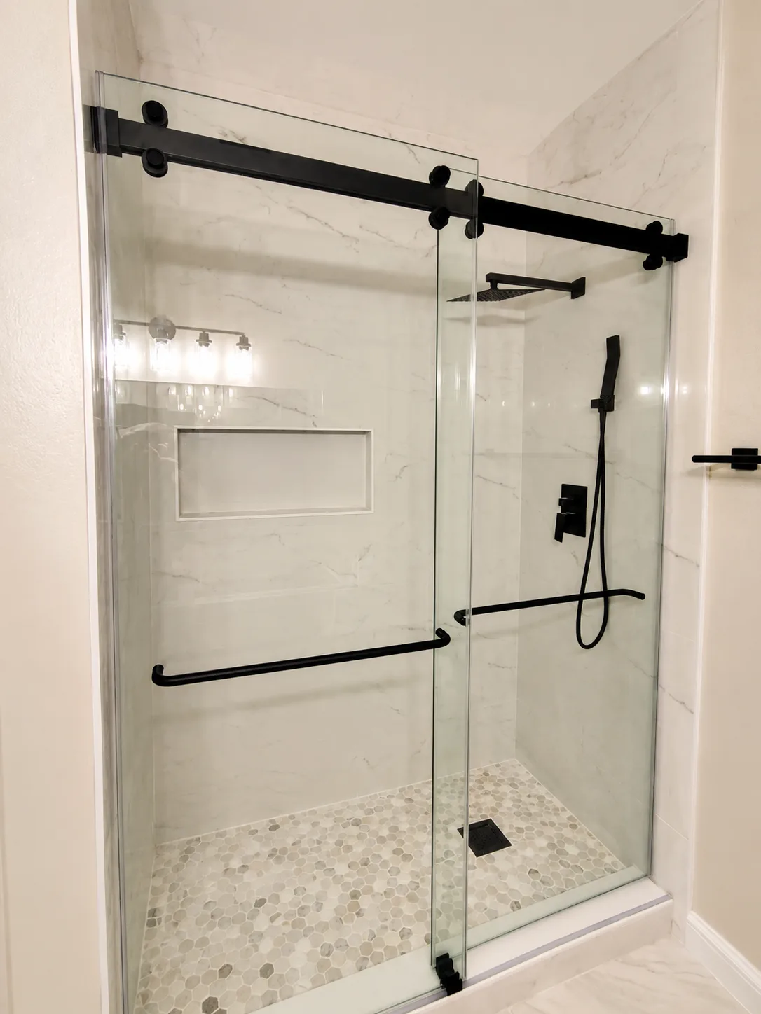 Completed bathroom and shower remodeling work